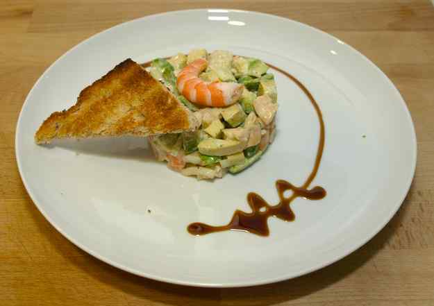 Timbal d’avocat i llagostins