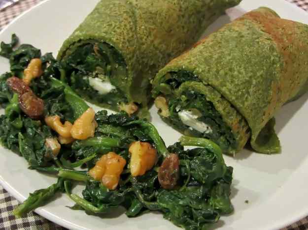 Crep de blat sarraí amb espinacs