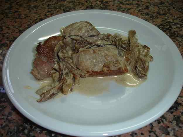 Llaminera amb gírgoles al xerès sec