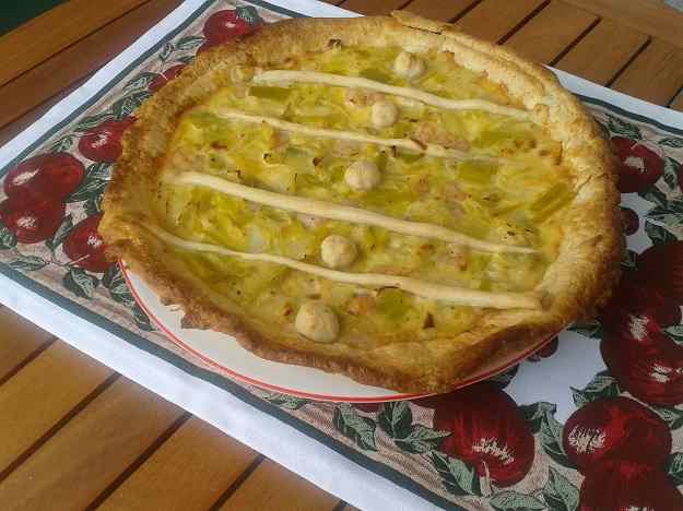 Pastís de porros i gambes