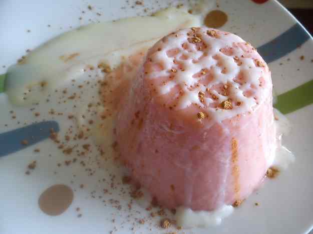 Panacota de síndria i préssec amb llet condensada