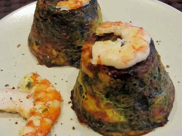 Púding d'espinacs i gambes